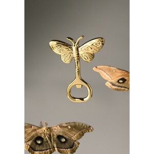 Anthropologie Bottle Opener Barware Moth Butterfly Gold Tone‎ Whimsical Gift